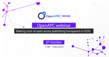 Stire 1 octombrie 2021 Webinar OpenAPC OpenAIRENexus